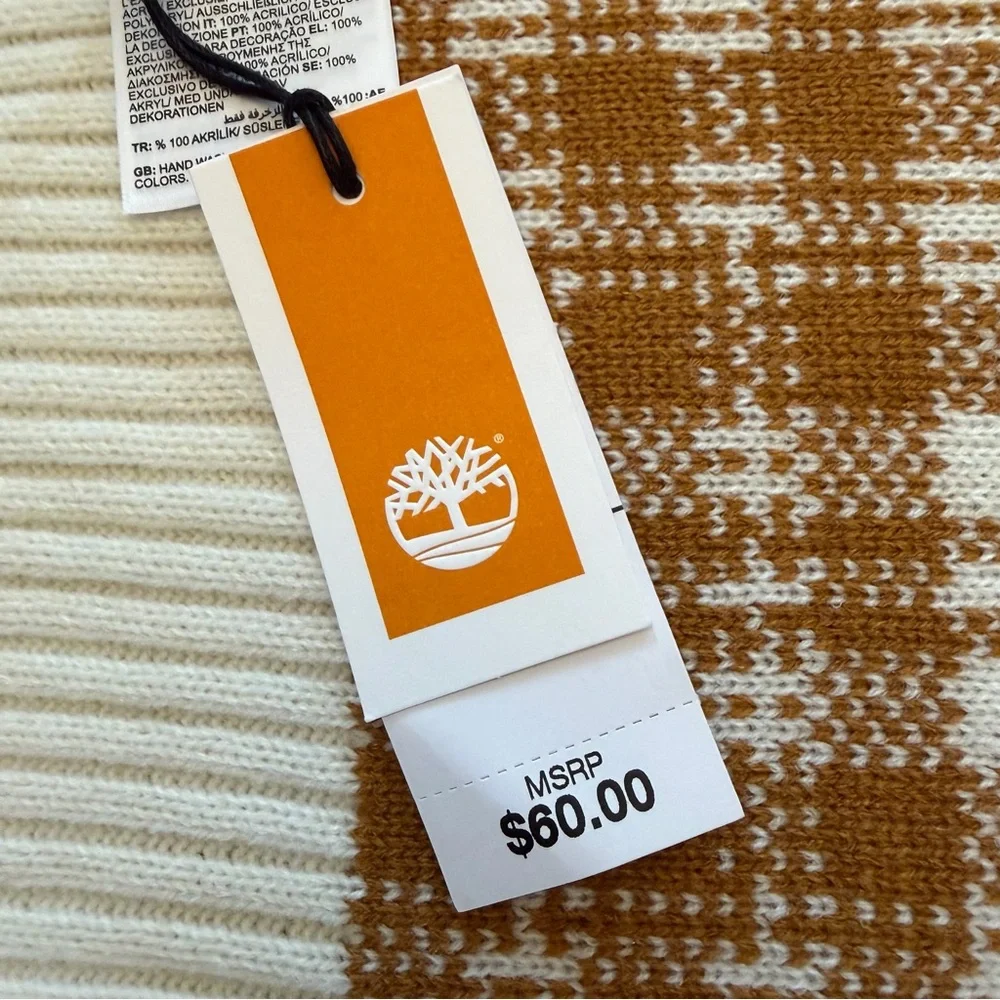 Timberland plaid‎ knit scarf in a wheat and cream color scheme Urban Outdoors